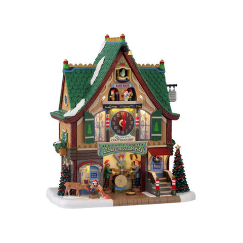 LEMAX Clocks of the forest for Christmas village with lights and sounds polyresin