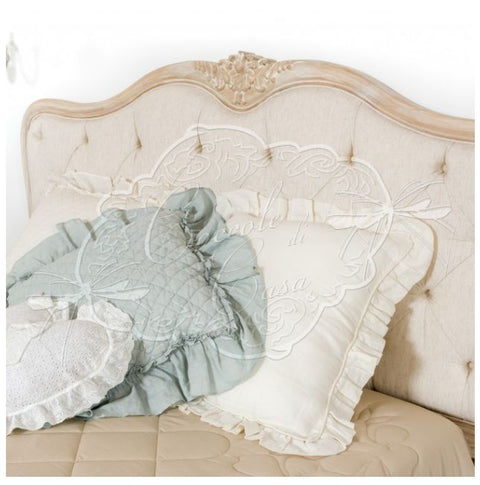 COCCOLE DI CASA Tête de lit double en tête de lit capitonnée recouverte de bois de frêne bouleau, effet antique vintage Shabby Chic 206,8x8x148,5 cm