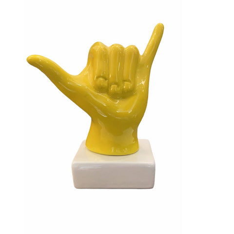AMAGE Hand statue "Joy" yellow color in glossy porcelain 17x9x9 cm