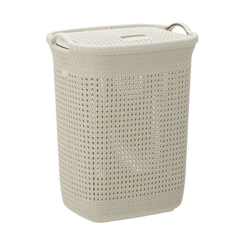 INART Bathroom laundry basket with handles 65lt beige 44x35x57 cm