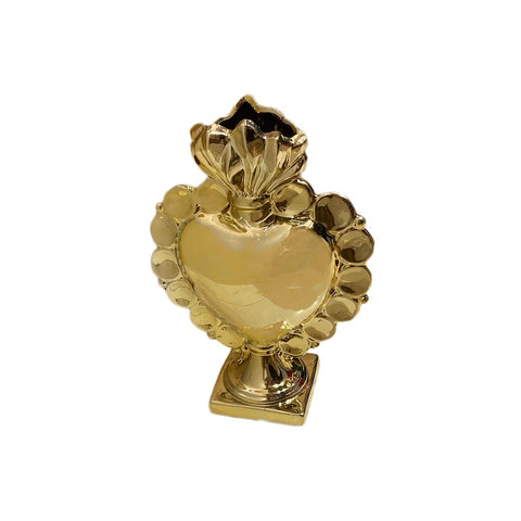 VIRGINIA CASA Porta profumo cuore sacro EXVOTO ceramica oro lucido 350 ml H25 cm
