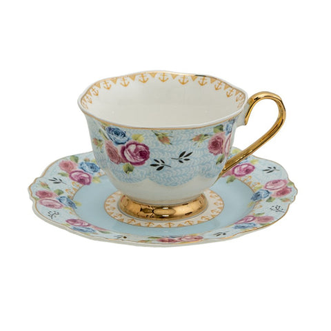 Clayre &amp; Eef Tasse à thé et soucoupe en porcelaine florale 160 ml