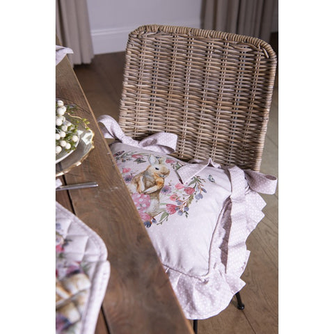 CLAYRE E EEF Set of 2 Easter chair cushion covers with beige rouches and polka dots 40x40 cm
