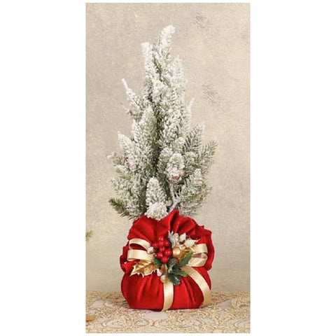 Lena Smurf red velvet flowers with snowy tree Made in Italy