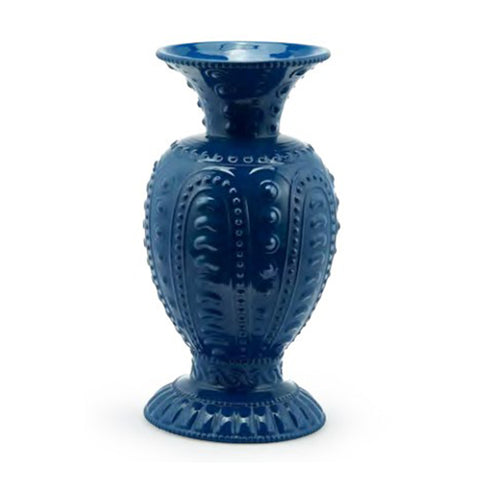 EDG Enzo de Gasperi Indoor vase, flower holder "Atlantis" narrow neck in ceramic with ornaments, with classic vintage antiqued effect 2 variants H43xD22 cm