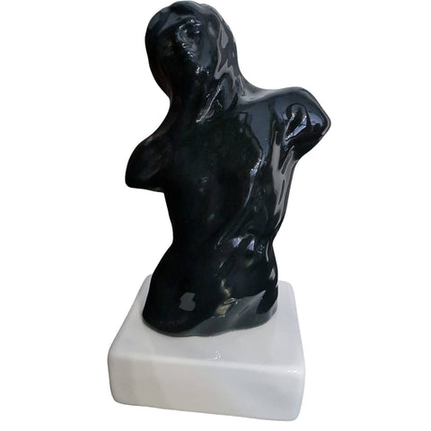 AMAGE Statua “Coraggio” in porcellana lucida nero 20x9x9 cm