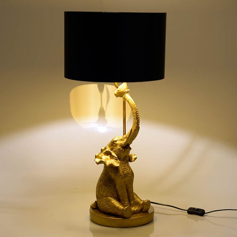 INART Lampe de table moderne avec éléphant noir et or 220V - 240V 33x33x70cm