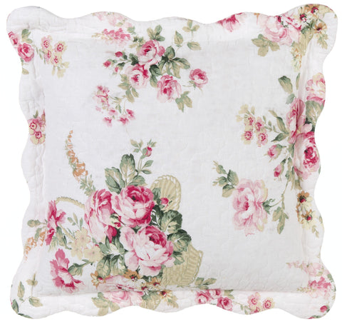 BLANC MARICLÒ INFIORATA White and flowers square padded cushion 45x45cm a28748
