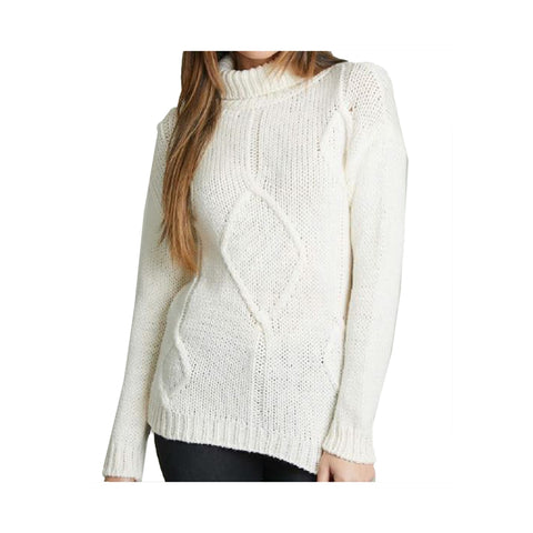 VICOLO TRIVELLI Long-sleeved sweater with diamonds and white high collar