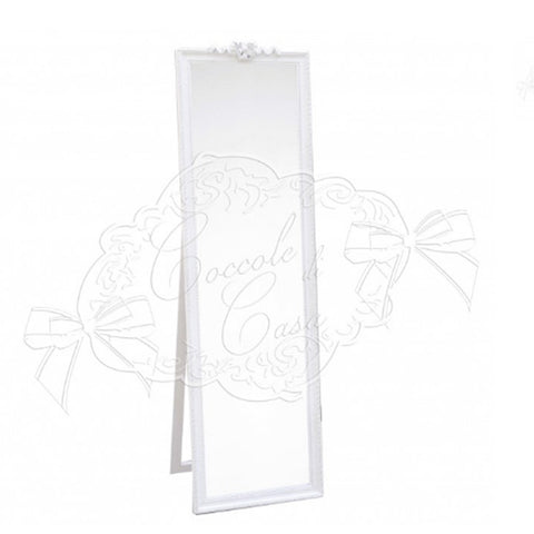 COCCOLE DI CASA Rectangular wooden floor mirror with white bow 48x161