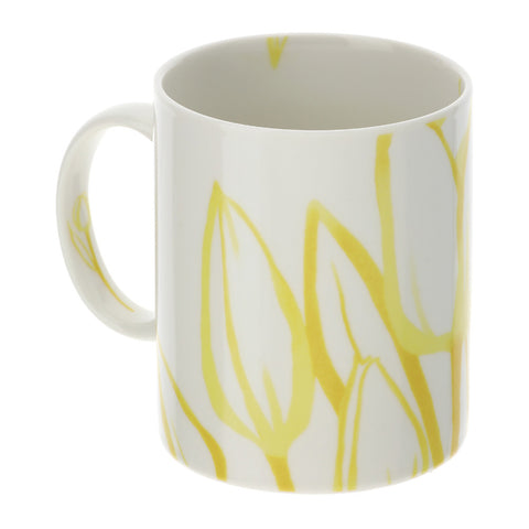 Hervit Mug en porcelaine avec tulipes jaunes "Tulipe" D8xH10 cm