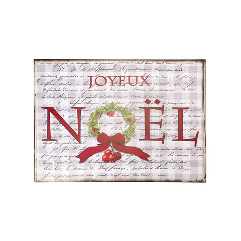 TISSU NUAGES Tableau de Noël en bois MDF blanc et rouge 2 motifs 50x70 cm