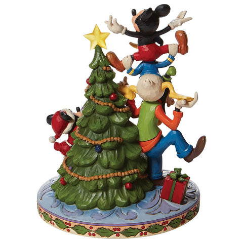 Enesco Statuina Famiglia Disney illuminato con albero e regali in resina Jim Shore