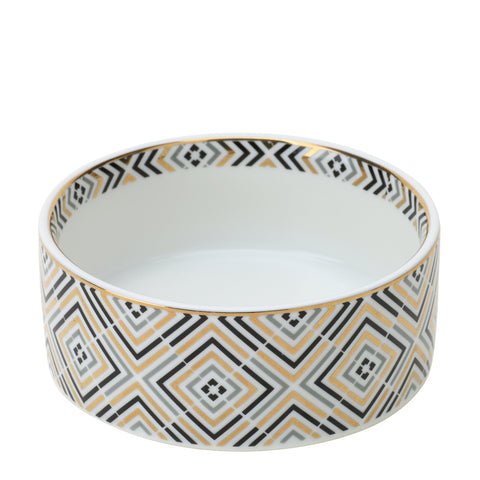 HERVIT Porcelain container bowl with rhombuses VLK Design Marrakech Ø13xH5cm