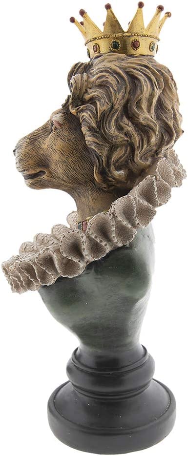 Clayre &amp; Eef Statue décorative de Noël en résine Lion avec couronne 22x15x40 cm