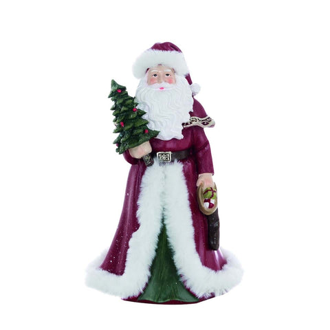 BLANC MARICLO' Babbo Natale con decoro albero natalizio resina rosso 14x12xh23cm