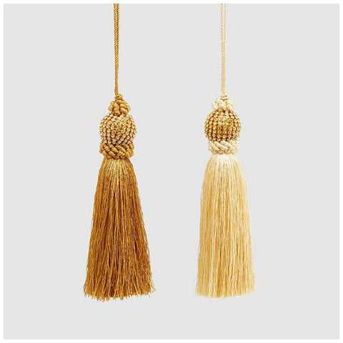 EDG Tassel in gold fabric with jewels H15 cm 2 variants (1pc)