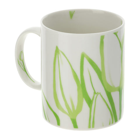 Hervit Mug en porcelaine avec tulipes vertes "Tulipe" D8xH10 cm