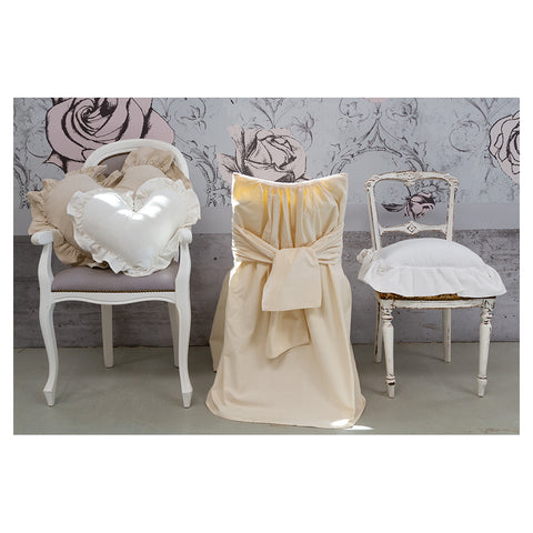 L'ATELIER 17 Set of two Dressing gown with backrest, Chair cover with bow in pure cotton "Essentiel" Shabby Chic 98x40 cm 5 variants