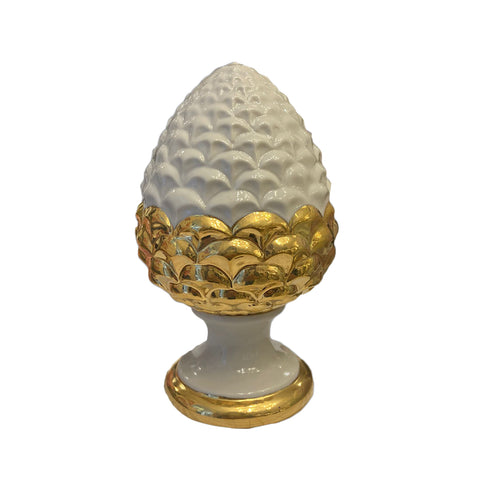SBORDONE Pigna with foot lucky charm decoration PROSPERITA golden porcelain H14cm