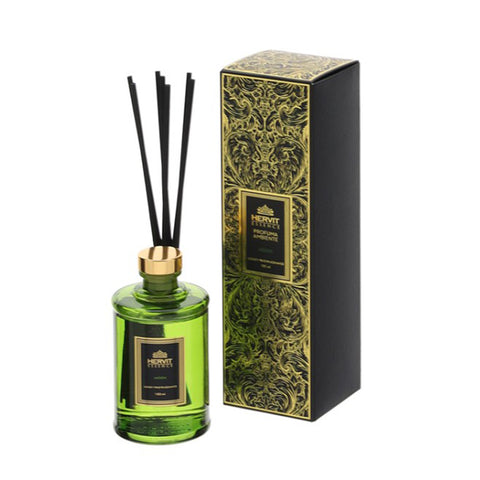 HERVIT Idée cadeau Parfum d'ambiance en coffret LUNE verre vert et or 180 ml