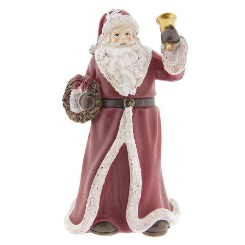 CLAYRE E EEF Statuina babbo natale con campana e ghirlanda rosso 10x10x19 cm