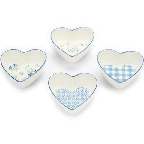 FABRIC CLOUDS White CAMILLA heart-shaped bowl with floral decoration 9,5x10x3,9cm