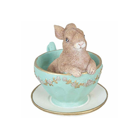 CLAYRE &amp; EEF Lapin dans tasse bleu clair Ø8 cm H7 cm 6PR1044