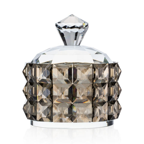 EMO' ITALIA Round box with lid ICE crystal smoked 11,5x13,5 cm