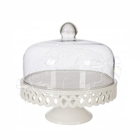 COCCOLE DI CASA Dosseret avec dôme en verre ROSALIN blanc d30xh35cm IN04110