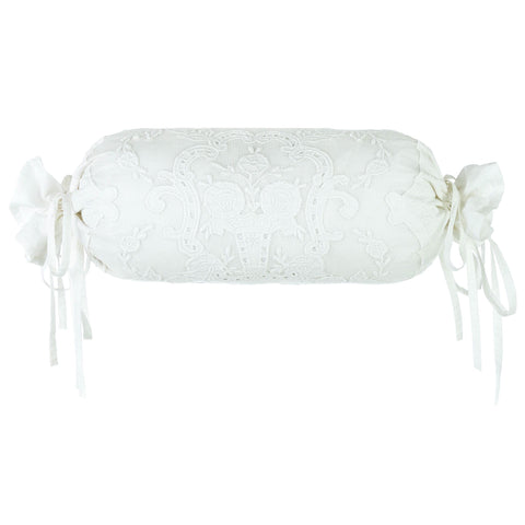 BLANC MARICLO' White candy cushion with embroidery 50x30 cm A29366