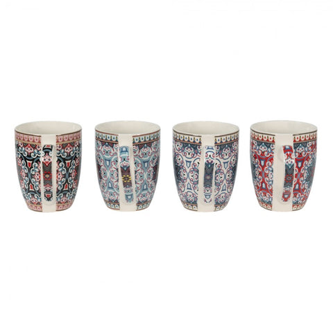 Clayre &amp; Eef Set 4 large Bohemiene floral porcelain mugs 300 ml