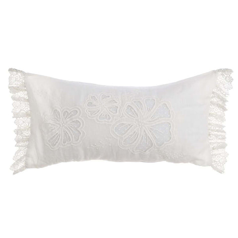 Blanc Mariclò "Dentelle" furnishing cushion in linen blend with frill