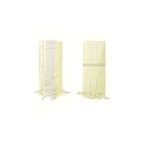 L'ATELIER 17 Terry beach towel with fringes MADE IN ITALY white and yellow 90x170 cm