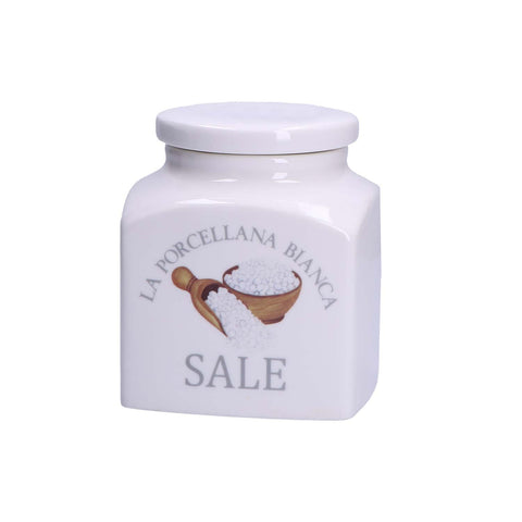 LA PORCELLANA BIANCA Porcelain container salt jar H13.5cm P0126110SA
