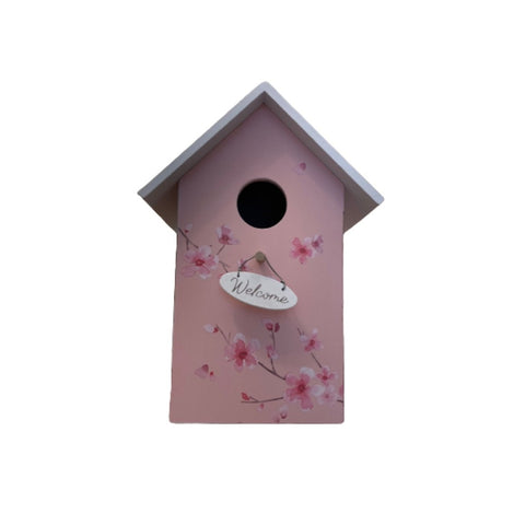MAGNUS REGALO Wooden bird house SAKURA 2 variants with pink flowers H22cm