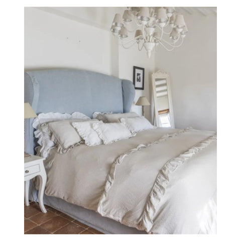 CHEZ MOI Pair of 100% Cotton Pillowcases with Lace Appliqué Made in Italy "Colette Flora" 50x80 cm