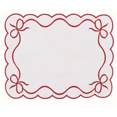 BLANC MARICLO' Set 2 tovagliette sagomate con fiocco TARTAN bianco rosso 35x45cm