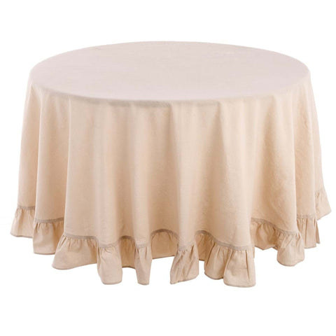 Blanc Mariclò Round cotton tablecloth with frill 10 cm "Frill"