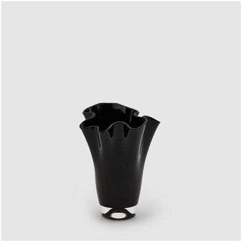 Edg - Enzo de Gasperi Vase en verre noir "Drappo Nida" D17xH22 cm