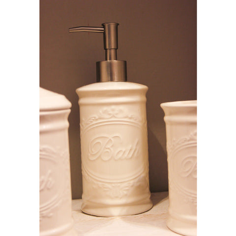 Nuvole di Stoffa Dosatore sapone in ceramica bianco Shabby Chic "Bath" 370 ml