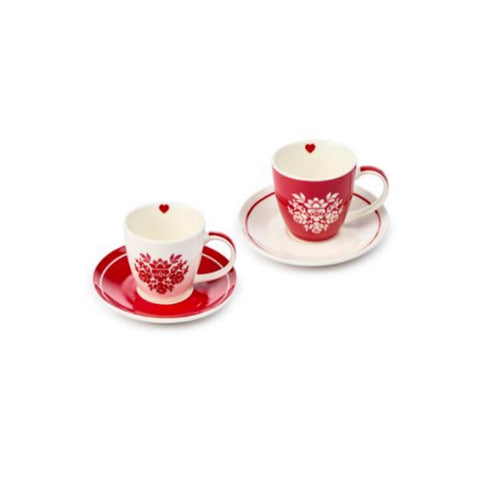 NUAGES DE TISSU Tasse et soucoupe en porcelaine FAVOLE 2 variantes blanc rouge Ø8,5x12,5 cm