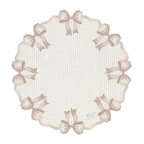 Blanc Mariclò Lot de deux sets de table ronds en vinyle rose "Bow" 33x33 cm