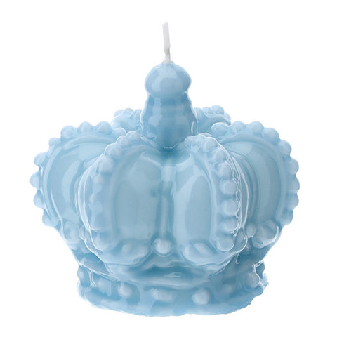 HERVIT Crown candle small decorative light blue lacquered candle Ø9x8 cm