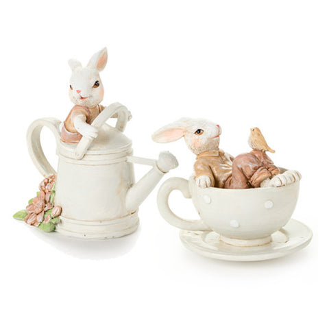 Fabric clouds Easter rabbit in resin D10.5 cm 2 variants (1pc)
