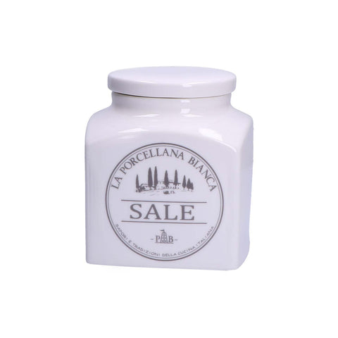 LA PORCELLANA BIANCA Porcelain container salt jar H14cm P01261100S