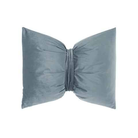 BLANC MARICLO' Velvet bow cushion LE CHIC light blue polyester 45x60 cm
