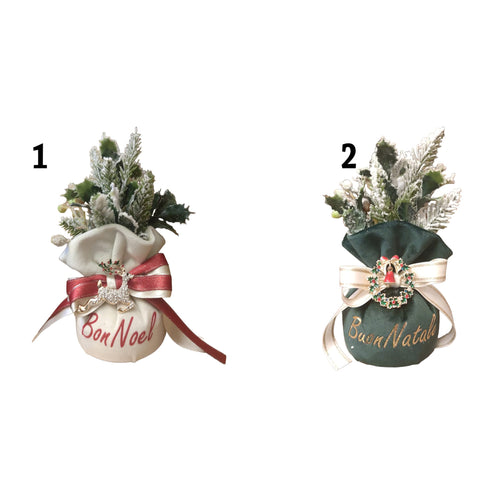 FIORI DI LENA Christmas bag 2 variants with written bow and bells H19 cm