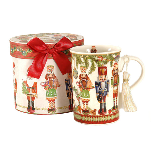 VETUR Mug tazza natalizia porcellana con schiaccianoci box regalo rosso 10 cm