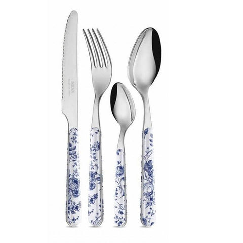 NEVA 24-piece steel cutlery set CHINA ROSES with blue decoration BD14039B_24